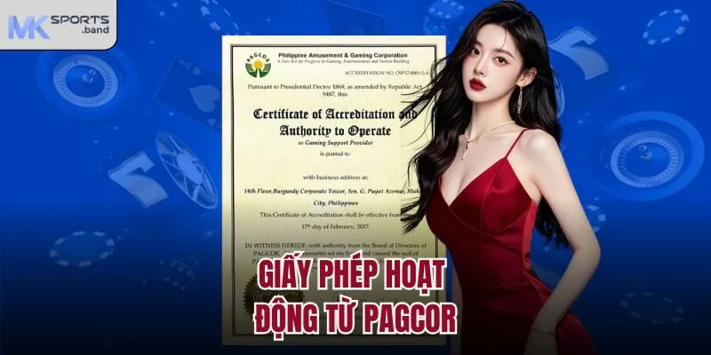 Giấy phép hoạt động từ PAGCOR
